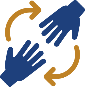 2D icon of two hands next to each other