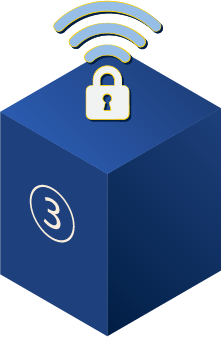 2D graphic of a lock with signal waves coming out of it.