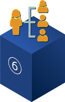 2D icon of a manager and three employees